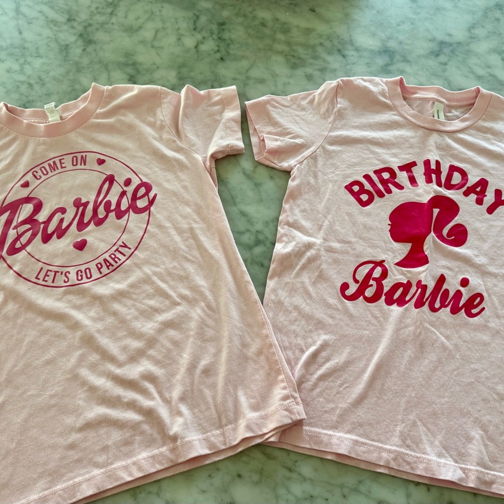 Barbie Pink Graphic Kids Tees - Set of 2
